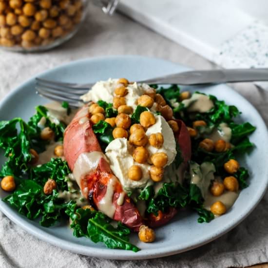 Poutine Stuffed Sweet Potatoes