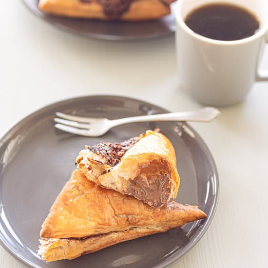 Chocolate hazelnuts puff pastries