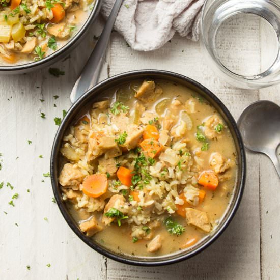 Vegan Chicken & Rice Soup