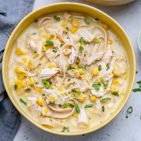 EASY CREAMY CHICKEN NOODLE SOUP