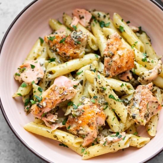 salmon pesto pasta