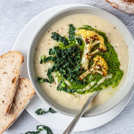 Cauliflower & Kale White Bean Soup