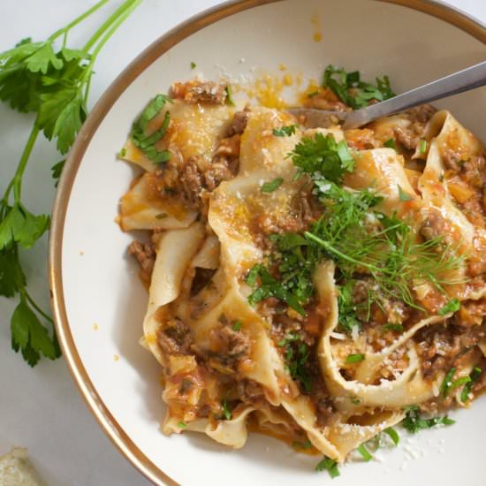 Fresh Pappardelle with Bolognese