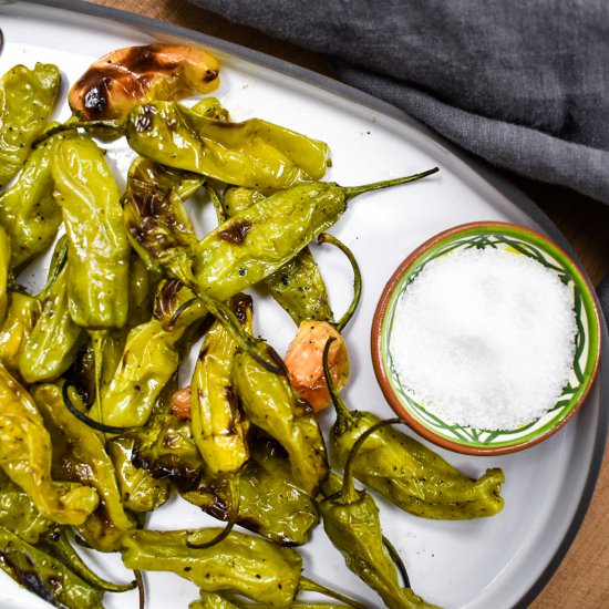 Easy grilled shishito peppers