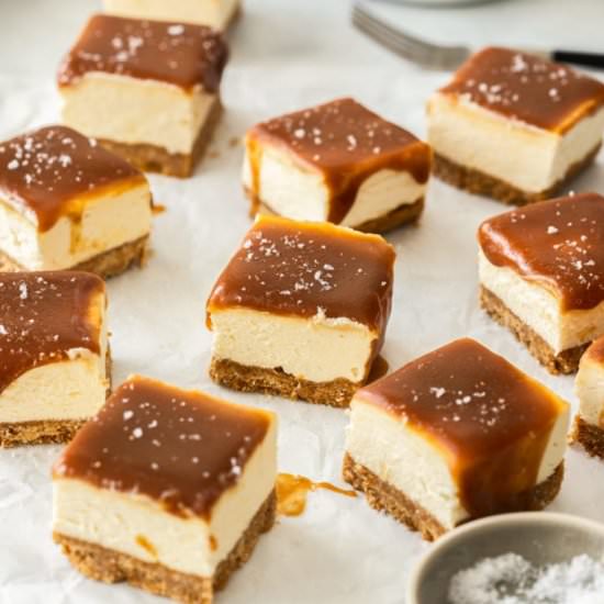 No Bake Caramel Cheesecake Bars