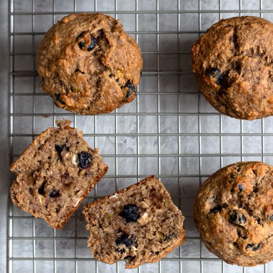 Healthy banana blueberry muffins