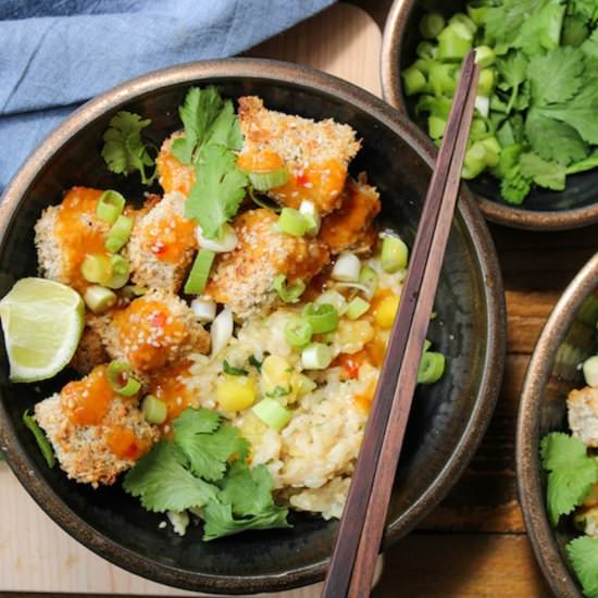 Crispy pineapple tofu bowl