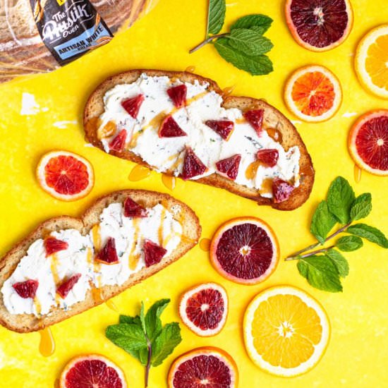 Blood Orange and Mint Ricotta Toast