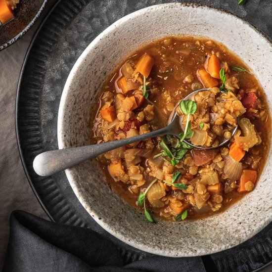 Vegan Red Lentil Curry Soup