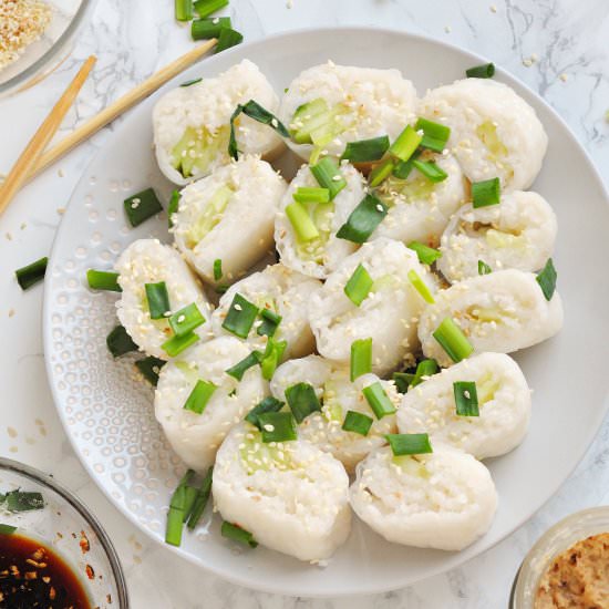 Spring rolls with rice in teriyaki