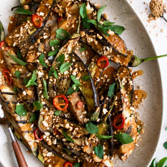 Grilled Eggplant with Red Curry