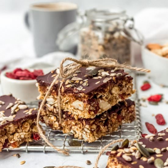 Raw Nut & Chocolate Granola Bars