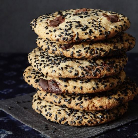 Black Sesame Chocolate Chip Cookies
