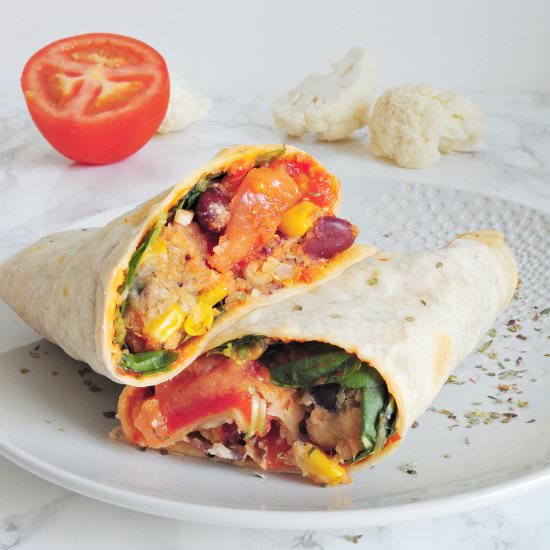 Vegan burrito with cauliflower
