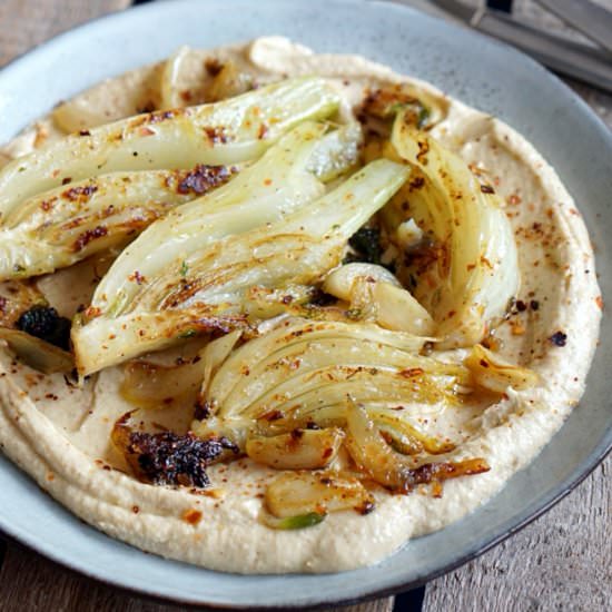 Braised Fennel on Creamy Hummus