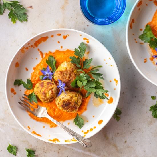 Spanish Meatballs & Romesco Sauce