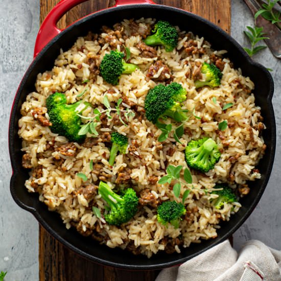 Sausage Rice and Broccoli Skillet