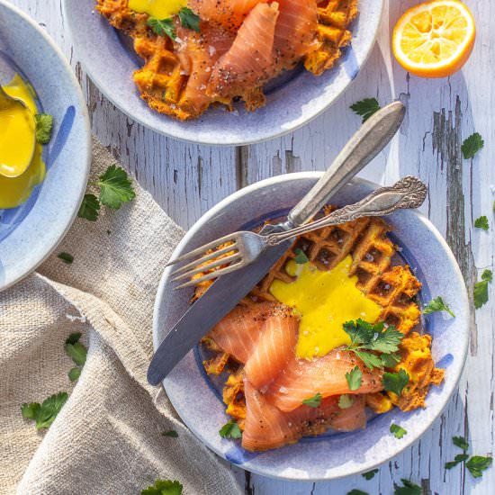 Herbed Waffles with Smoked Salmon