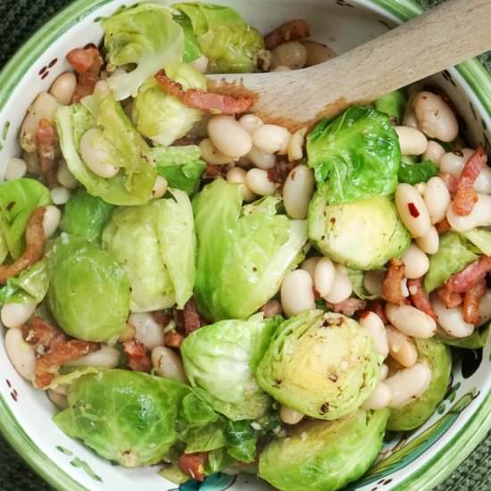 Brussel Sprouts Pancetta White Bean