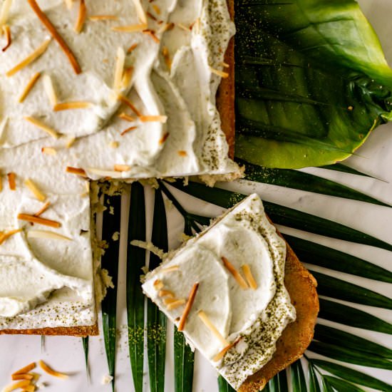 Coconut Matcha Sheet Cake