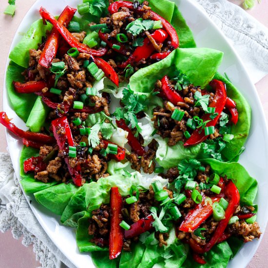 Thai Basil Chicken Lettuce Cups
