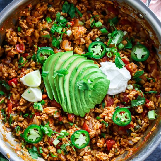 Turkey Taco Orzo Skillet