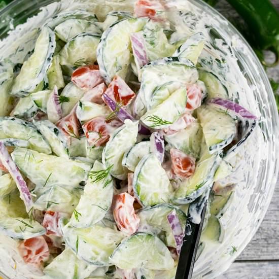 Creamy Cucumber Tomato Salad