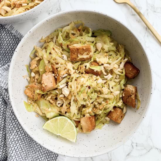 Spicy Tofu Cabbage Pad Thai