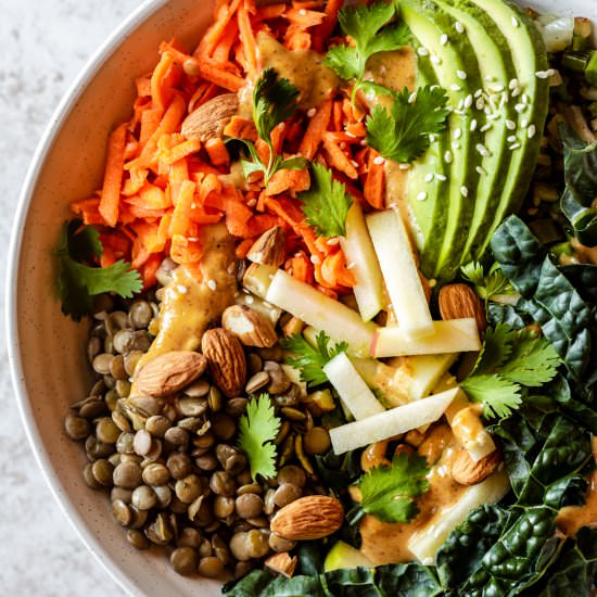 Thai Kale and Lentil Bowl