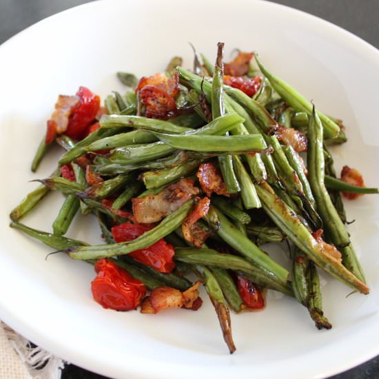 Air Fryer Green Beans with Bacon