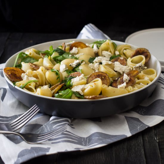 Potato, arugula & goat cheese pasta