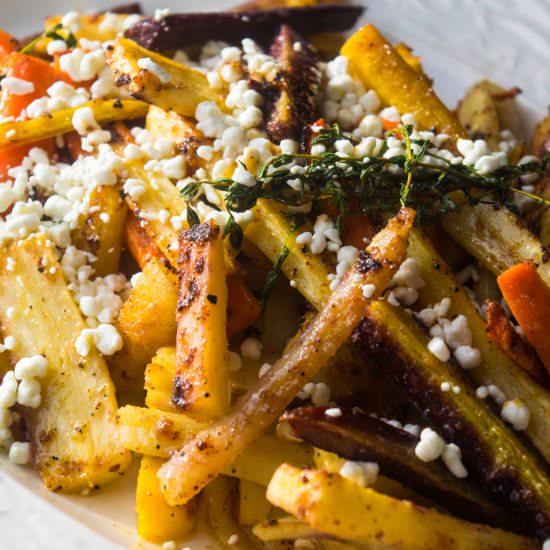 Honey Goat Cheese Roasted Carrots
