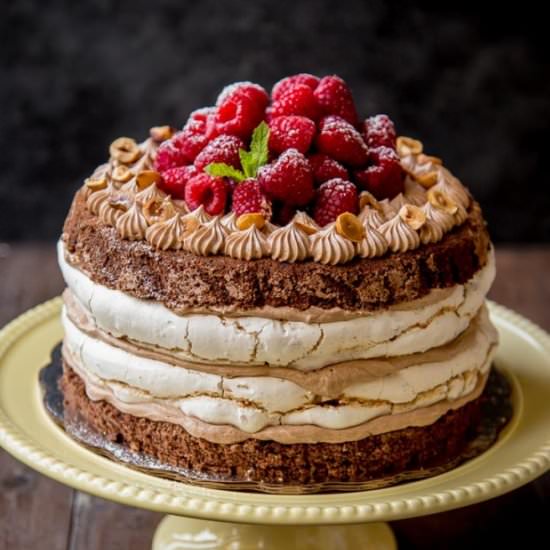 Hazelnut Meringue Nutella Cake