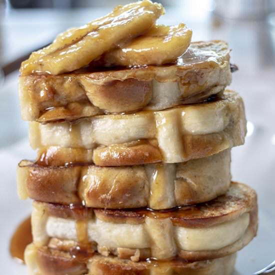 Bananas Foster Hot Cross Bun French