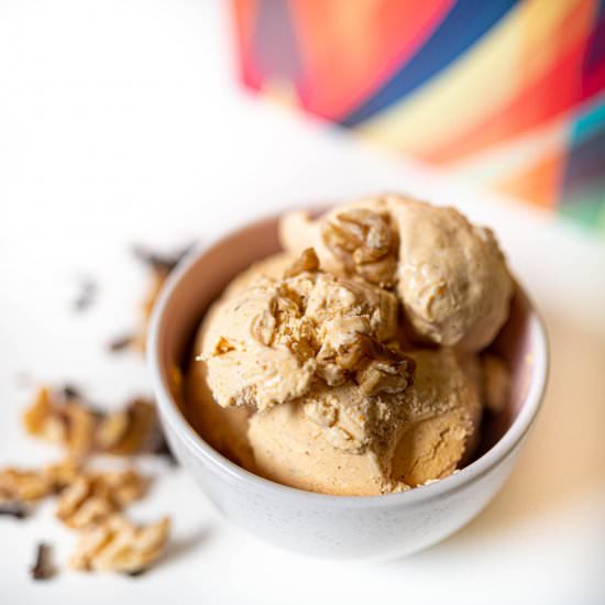 Pumpkin Spice Ice Cream with Walnut