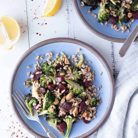 Charred Broccoli and Farro Salad