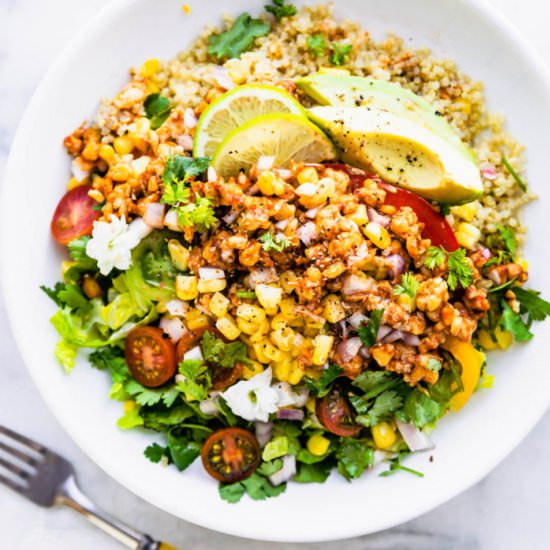 Vegan Quinoa Salad with BBQ Tempeh