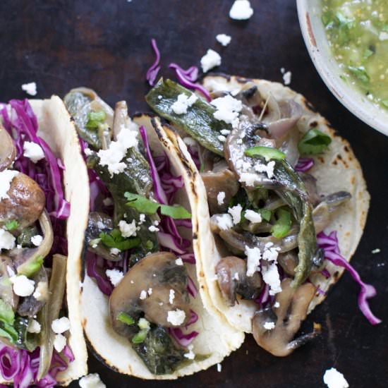 Mushroom Poblano Tacos