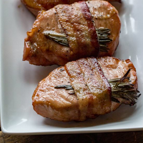 Grilled Bacon Wrapped Pork Chops