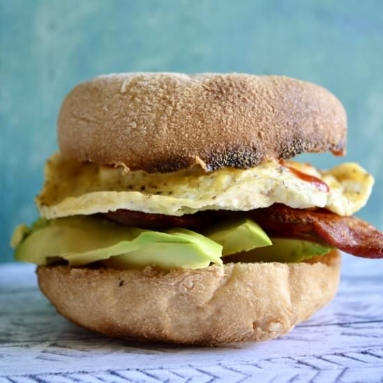 Sriracha Egg Bagels w/ Bacon & Avo