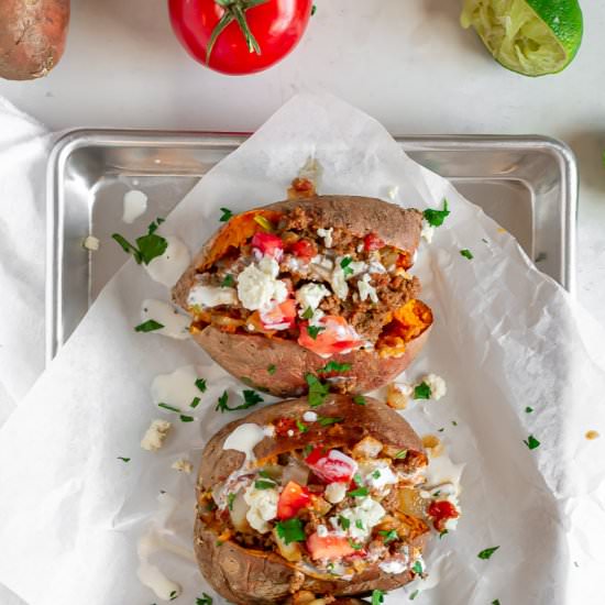 TACO STUFFED SWEET POTATOES