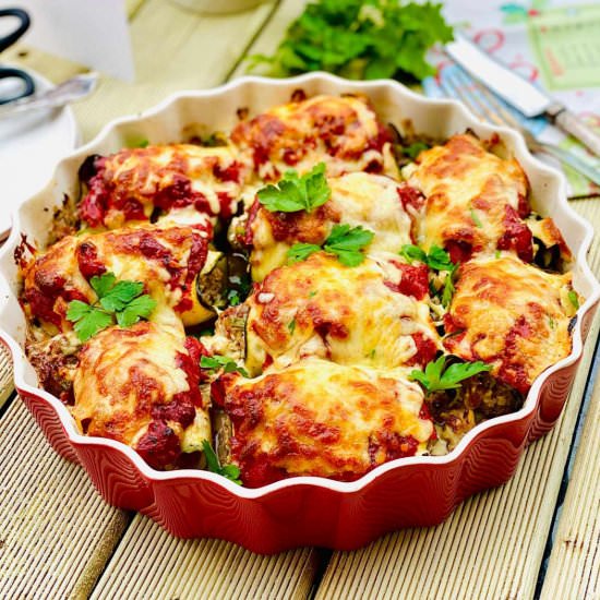 Beef zucchini enchiladas