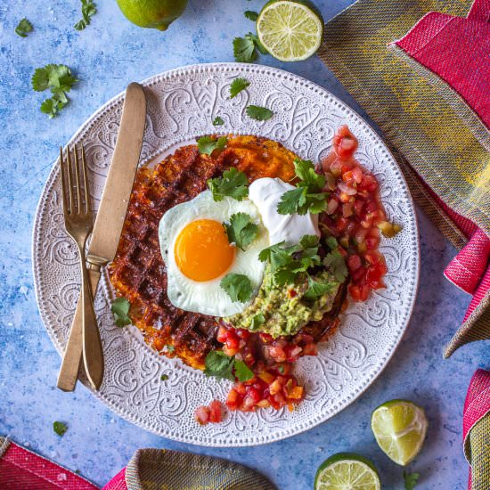 Mexican Cauliflower Waffle with Egg