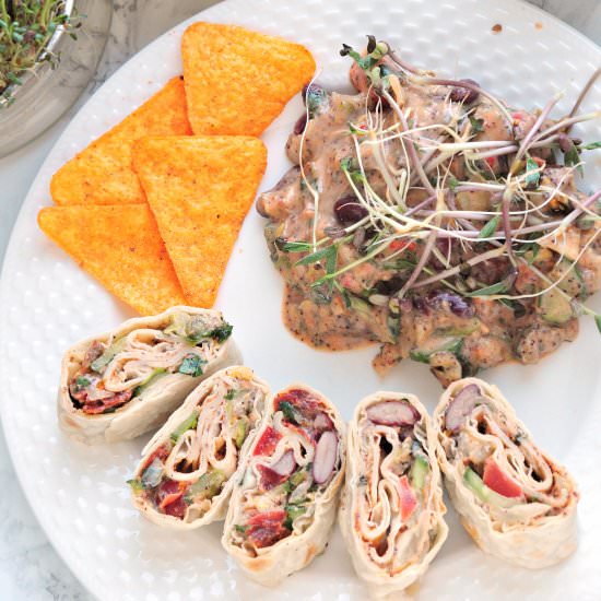 Salsa in tortilla and with nachos