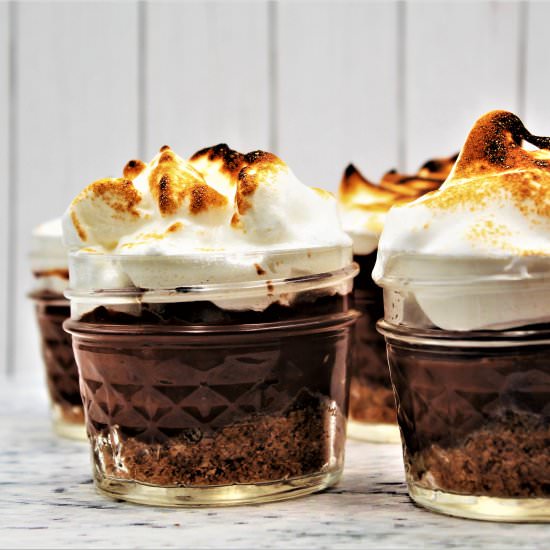 Chocolate Custard Meringue Jars