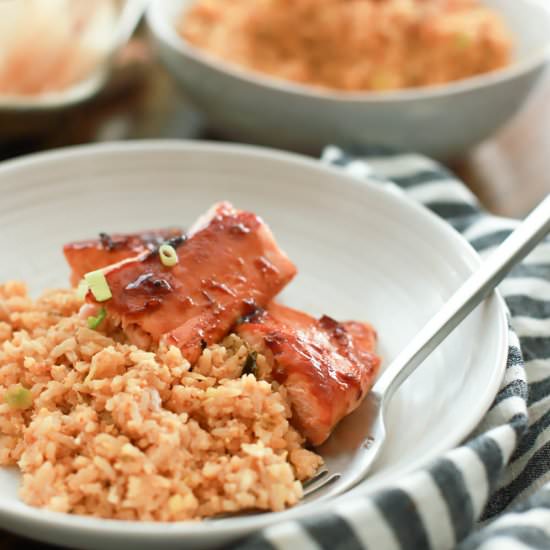 Easy Broiled Salmon with Rice