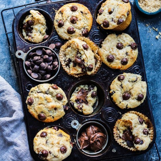 nutella chocolate chip muffins