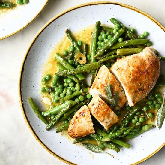 Chicken with brown butter asparagus