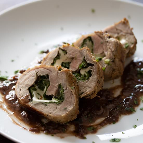 Arugula Stuffed Pork Tenderloin