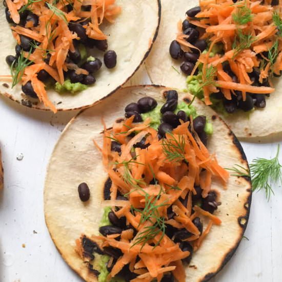 Black bean & carrot tacos